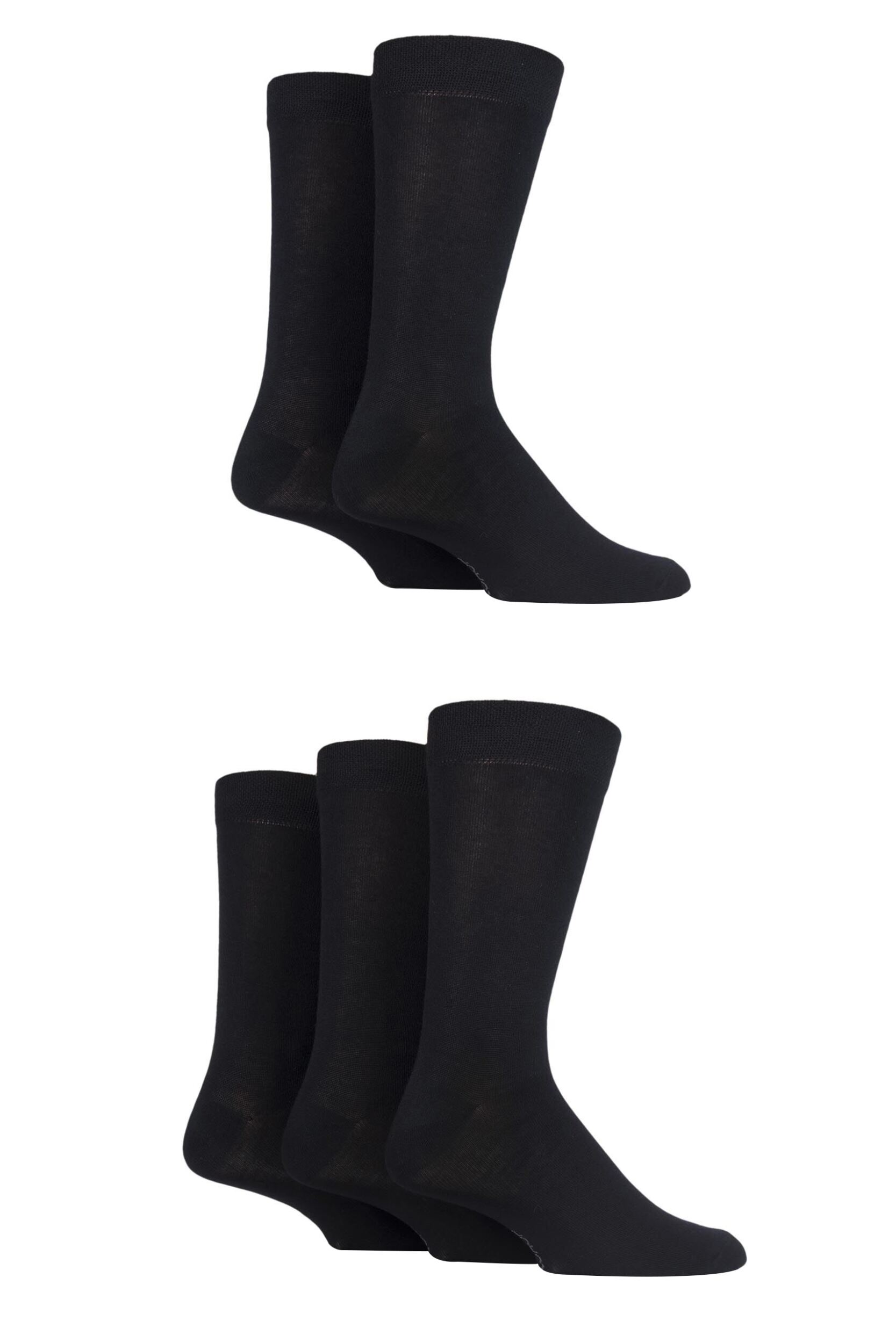 5 Pair Black Plain Bamboo Socks Men's 7-11 Mens - SOCKSHOP