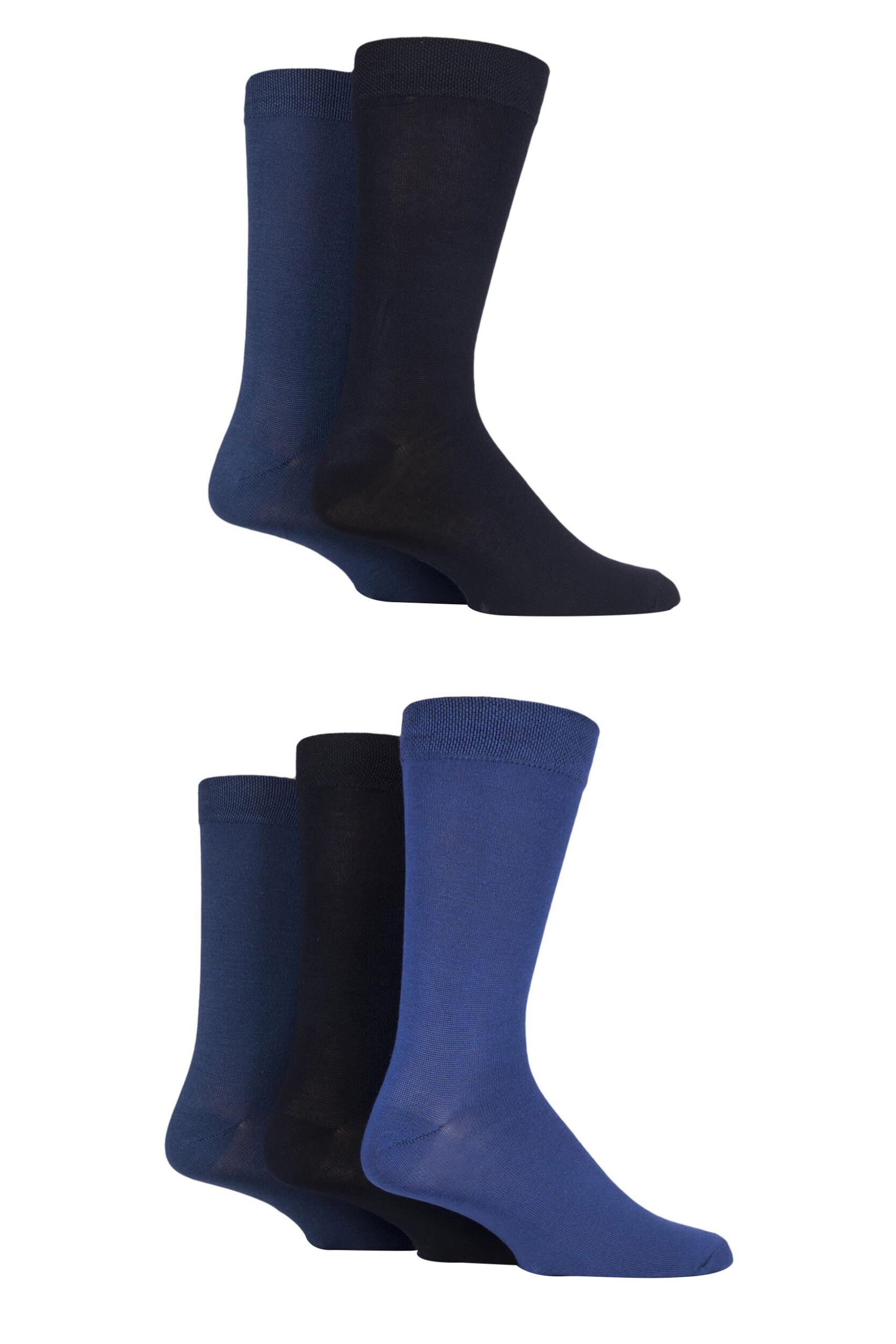 5 Pair Blues Plain Bamboo Socks Men's 7-11 Mens - SOCKSHOP