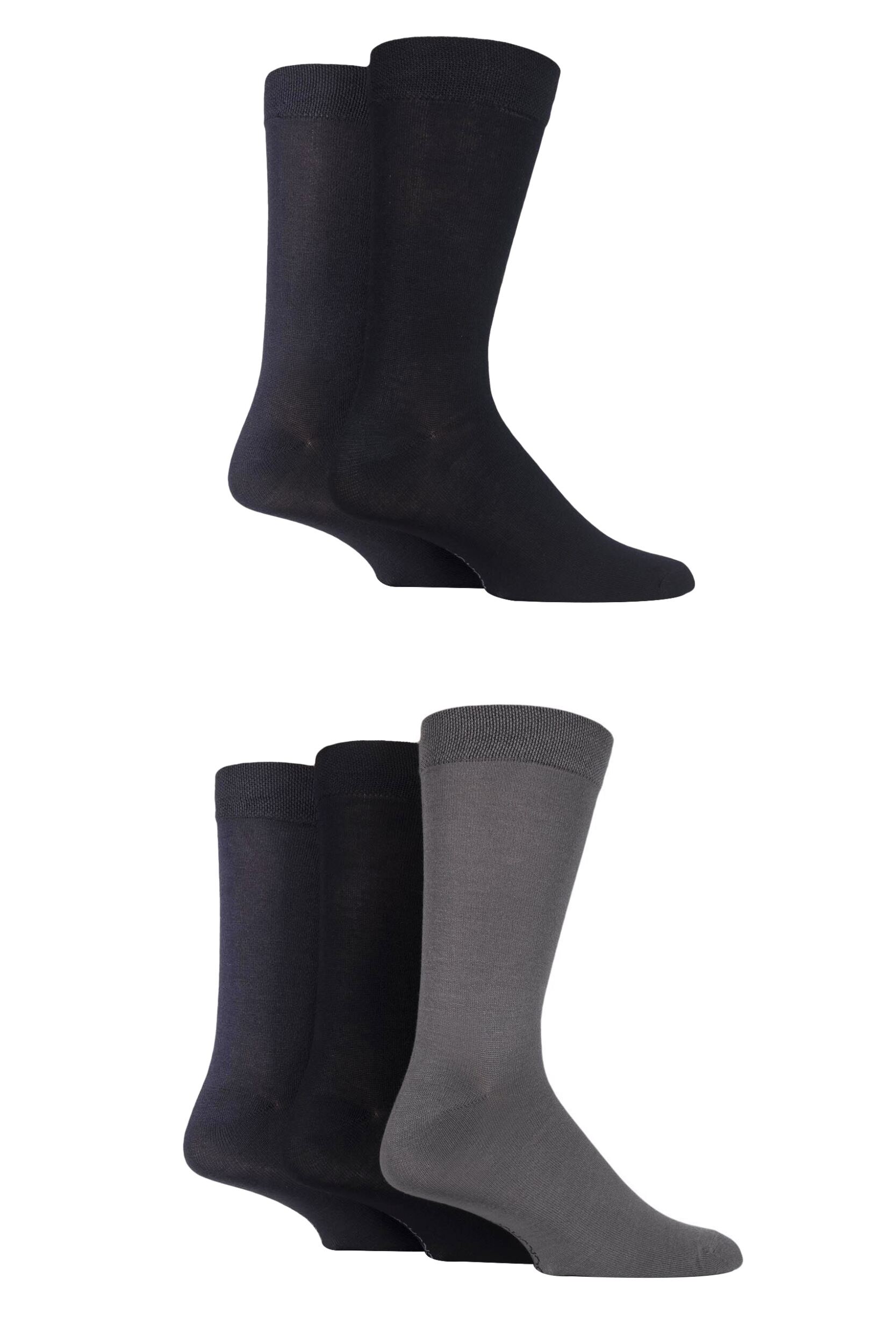 5 Pair Grey Mix Plain Bamboo Socks Men's 7-11 Mens - SOCKSHOP