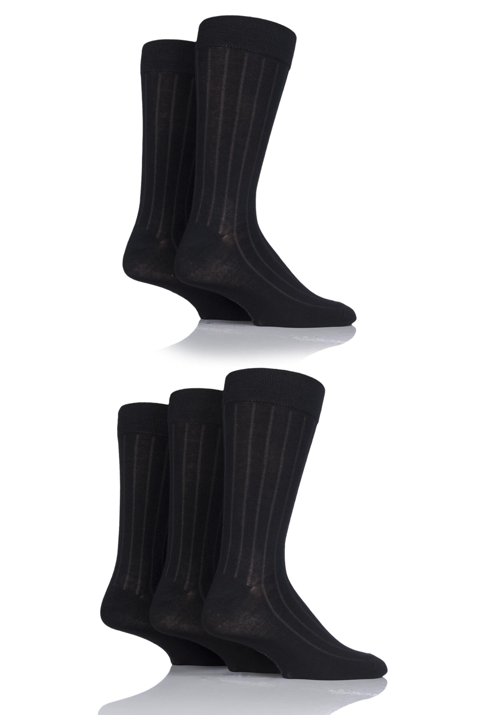 5 Pair Black Bamboo Ribbed Socks Men's 7-11 Mens - SOCKSHOP