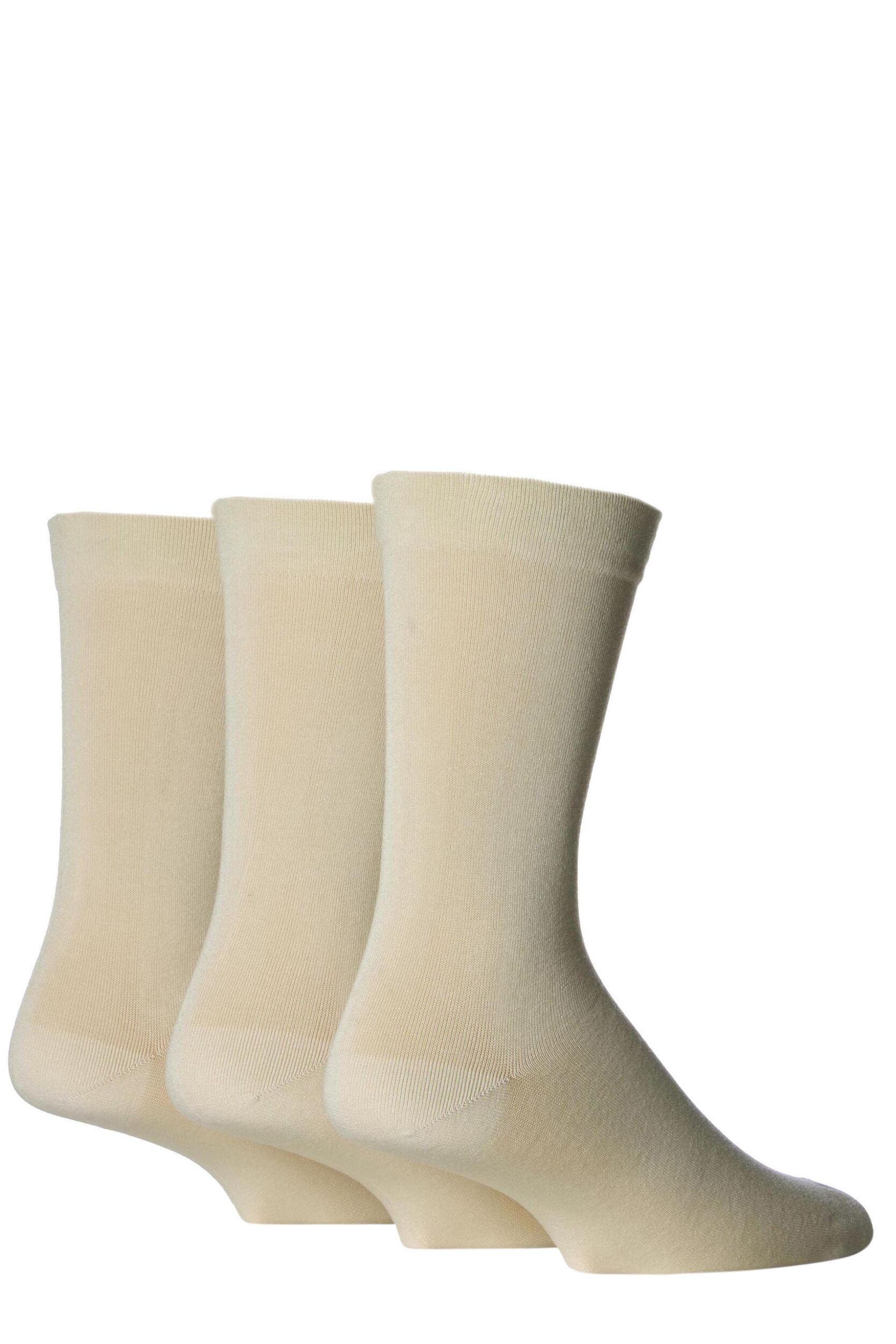 3 Pair Natural Comfort Cuff Plain Gentle Bamboo Socks with Smooth Toe Seams Men's 7-11 Mens - SOCKSHOP