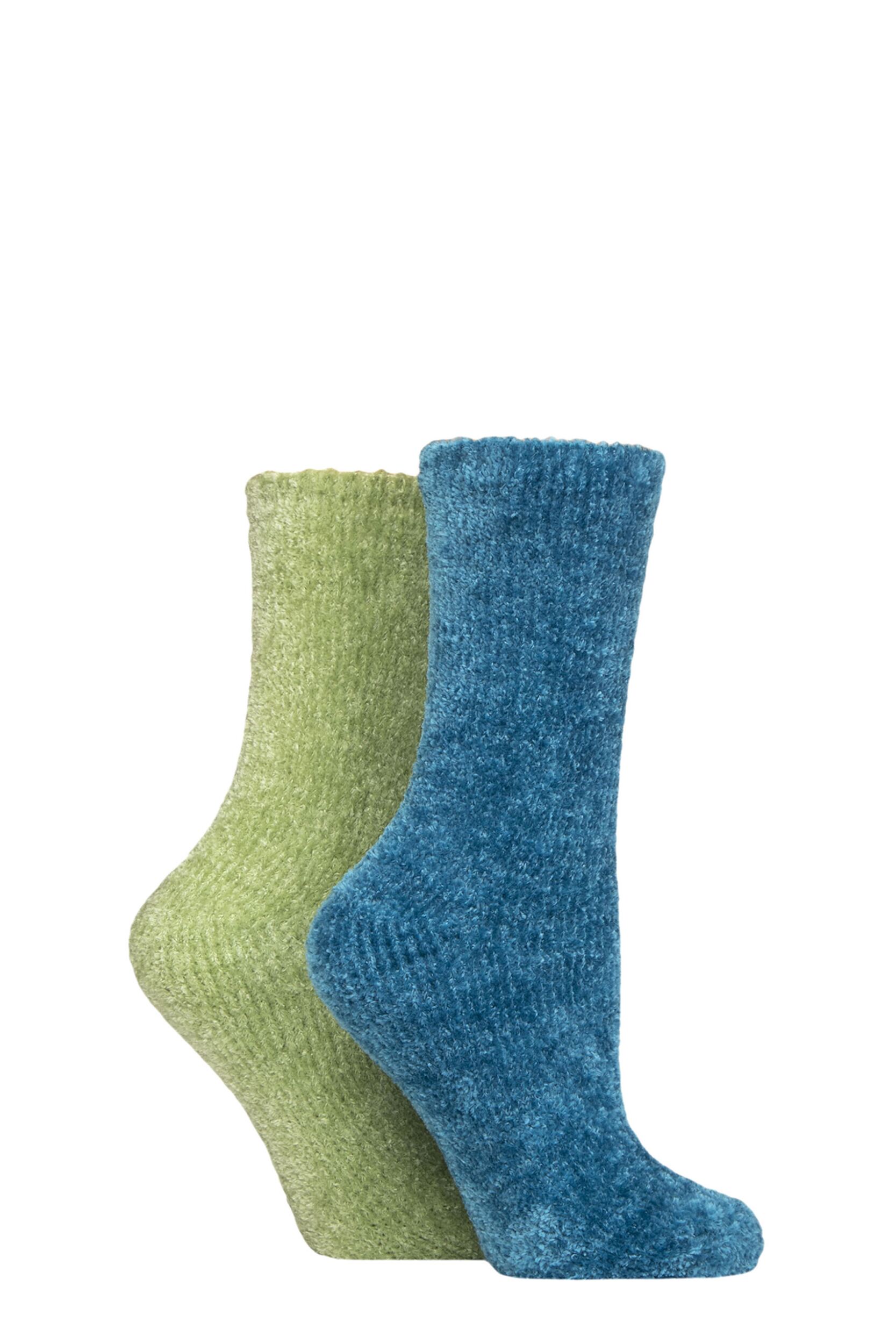 Women's 2 Pair SOCKSHOP Chenille Boot Socks Storm 4-8 Ladies