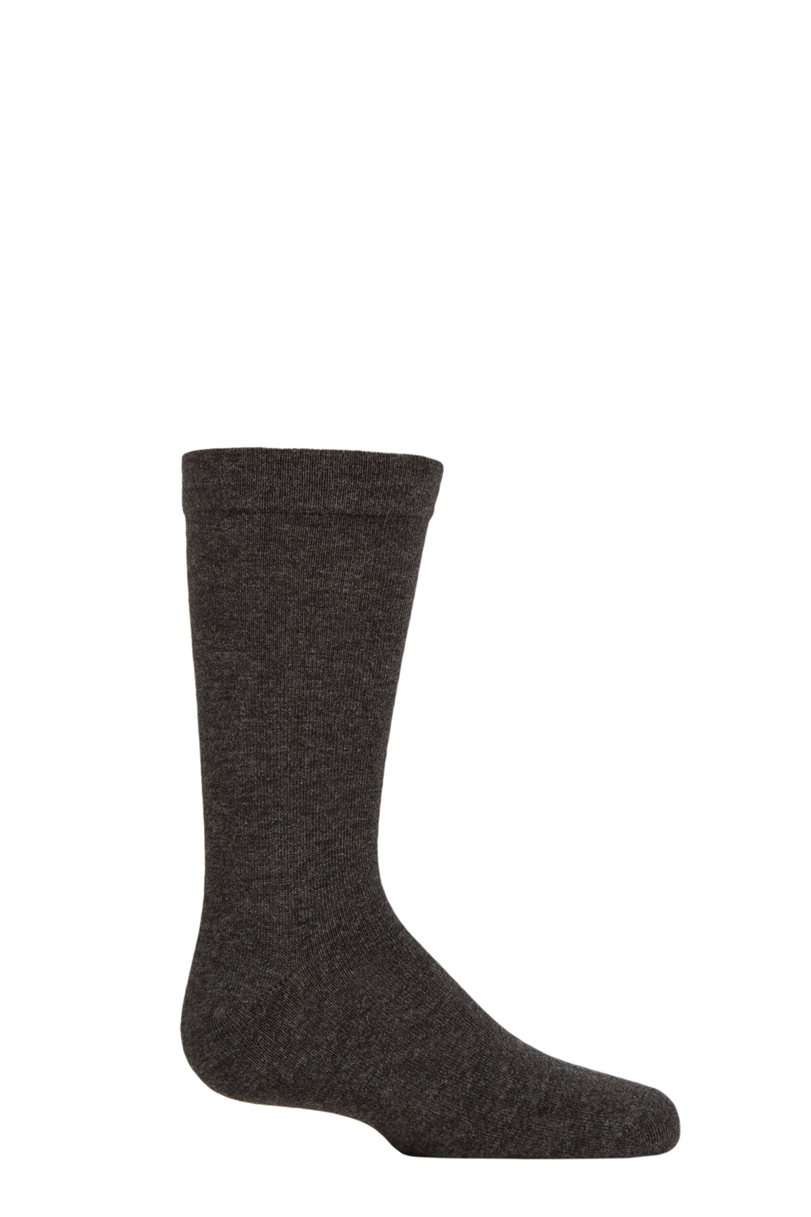 1 Pair Grey Plain Bamboo Socks with Comfort Cuff and Smooth Toe Seams Kids Unisex 12.5-3.5 Kids (8-12 Years) - SOCKSHOP