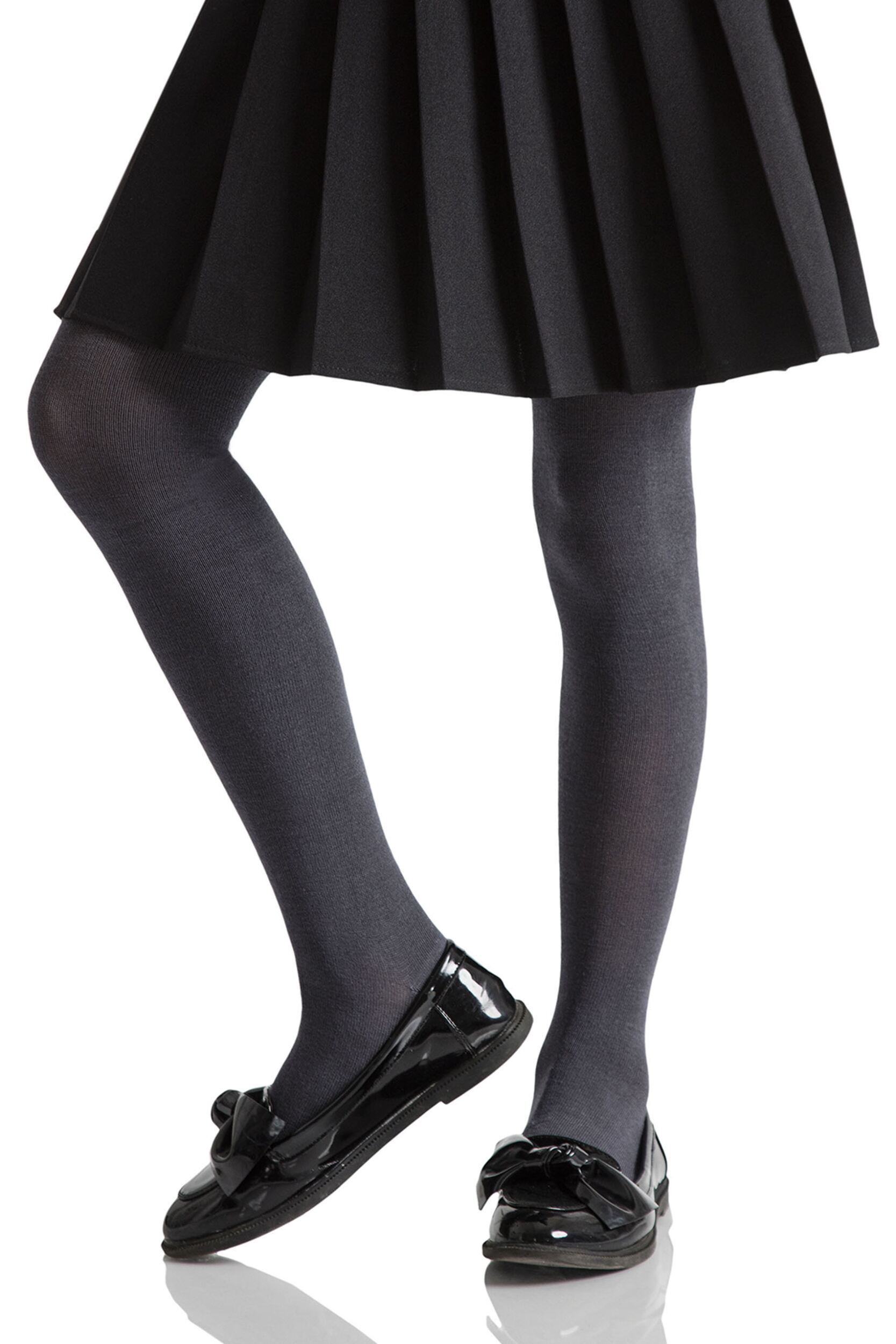 1 Pair Grey Plain Bamboo Tights with Smooth Toe Seams Girls 7-8 Years - SOCKSHOP