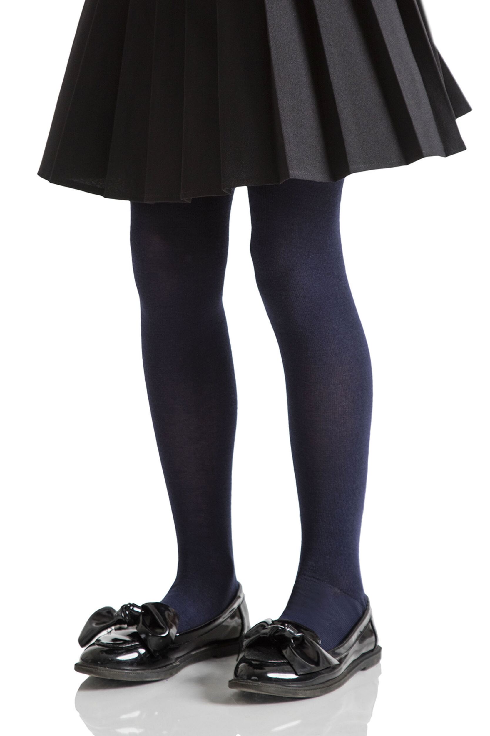 1 Pair Navy Plain Bamboo Tights with Smooth Toe Seams Girls 9-10 Years - SOCKSHOP