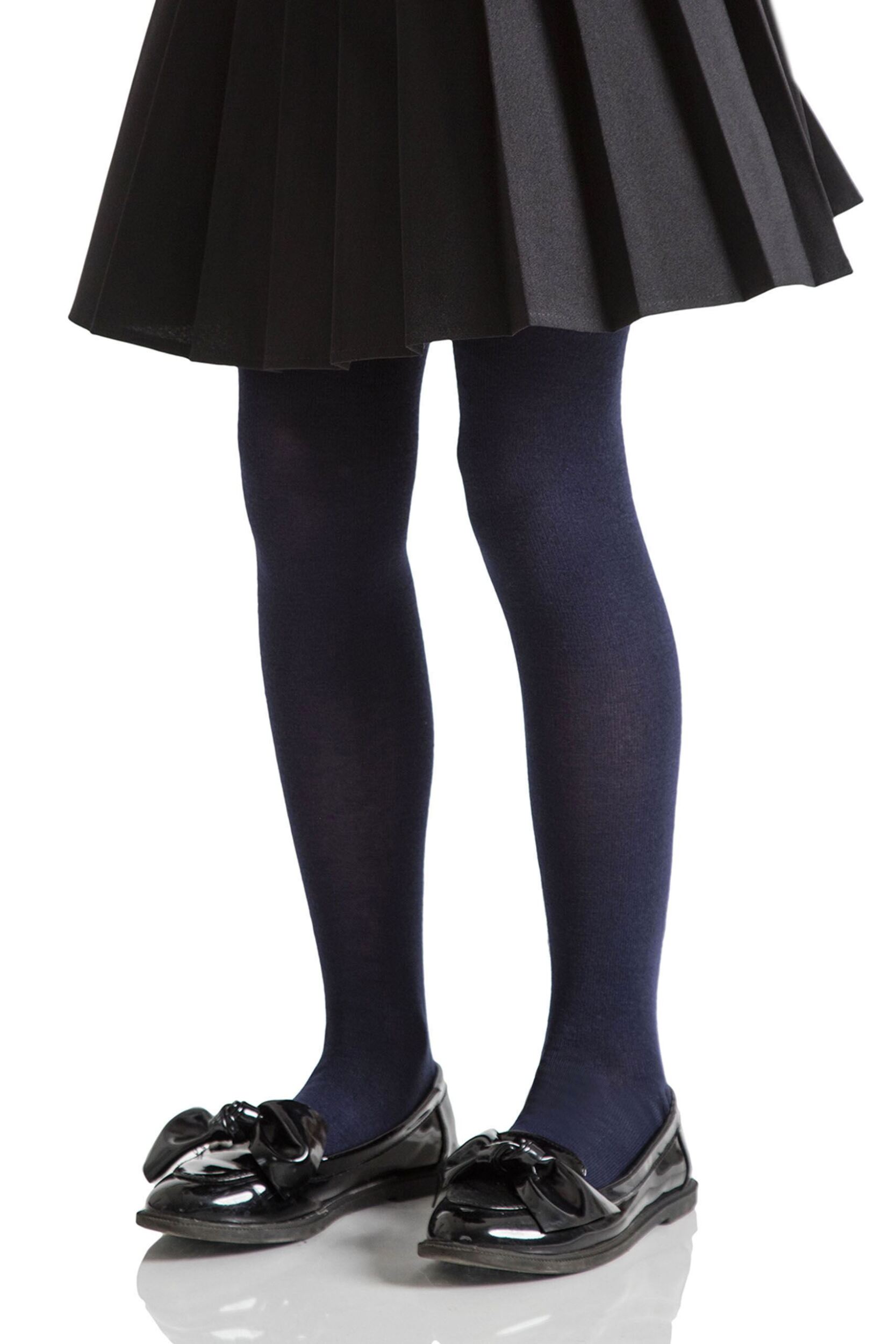 1 Pair Navy Plain Bamboo Tights with Smooth Toe Seams Girls 5-6 Years - SOCKSHOP