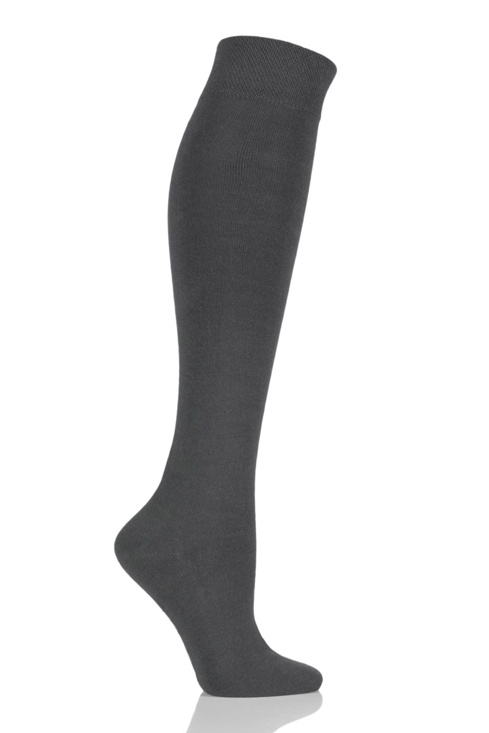 1 Pair Grey Plain Bamboo Knee High Socks with Comfort Cuff and Smooth Toe Seams Kids Unisex 12.5-3.5 Kids (8-12 Years) - SOCKSHOP