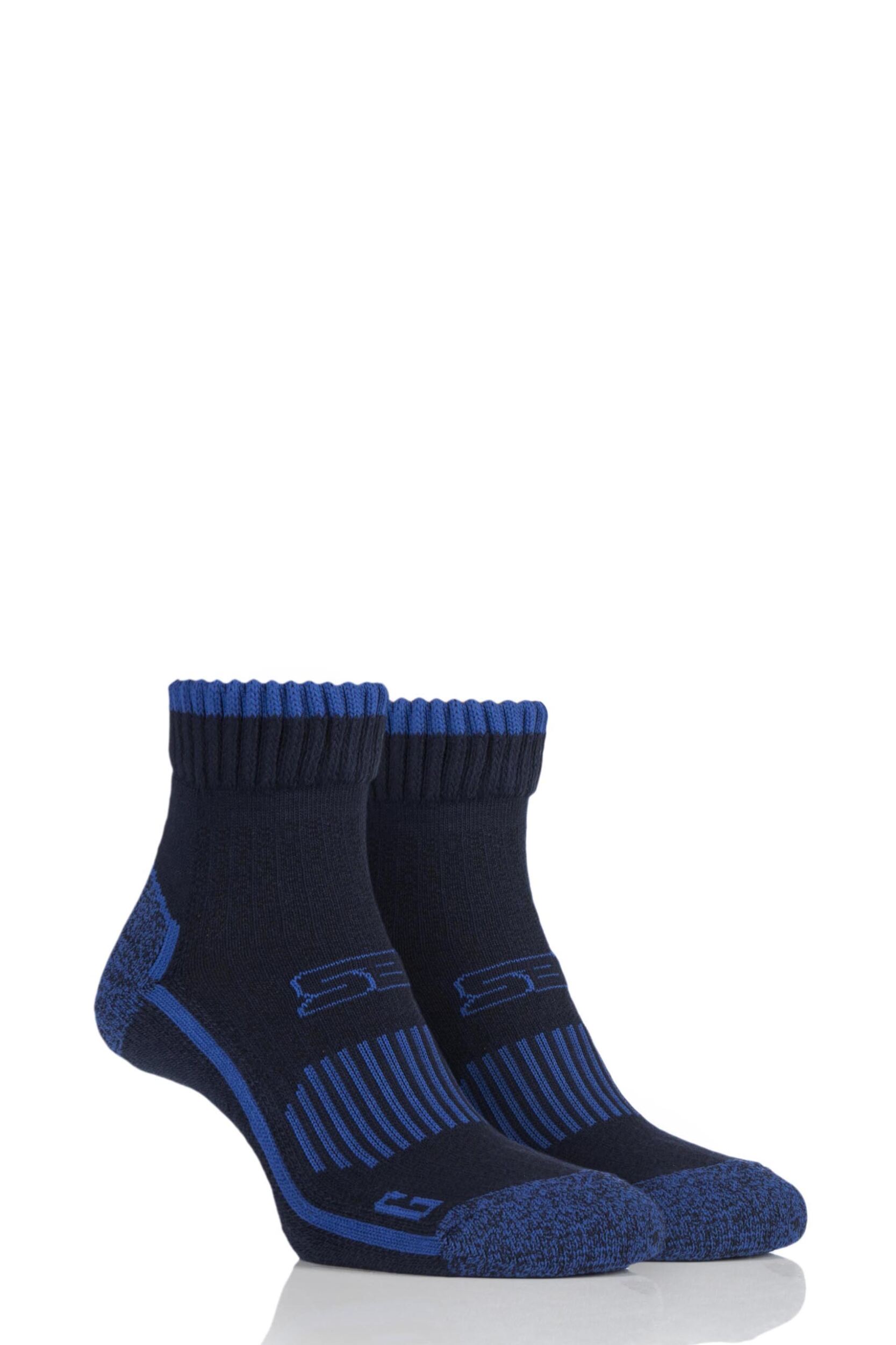 2 Pair Navy with BlueGuard Ankle High Walking Socks Men's 44174 - Storm Bloc