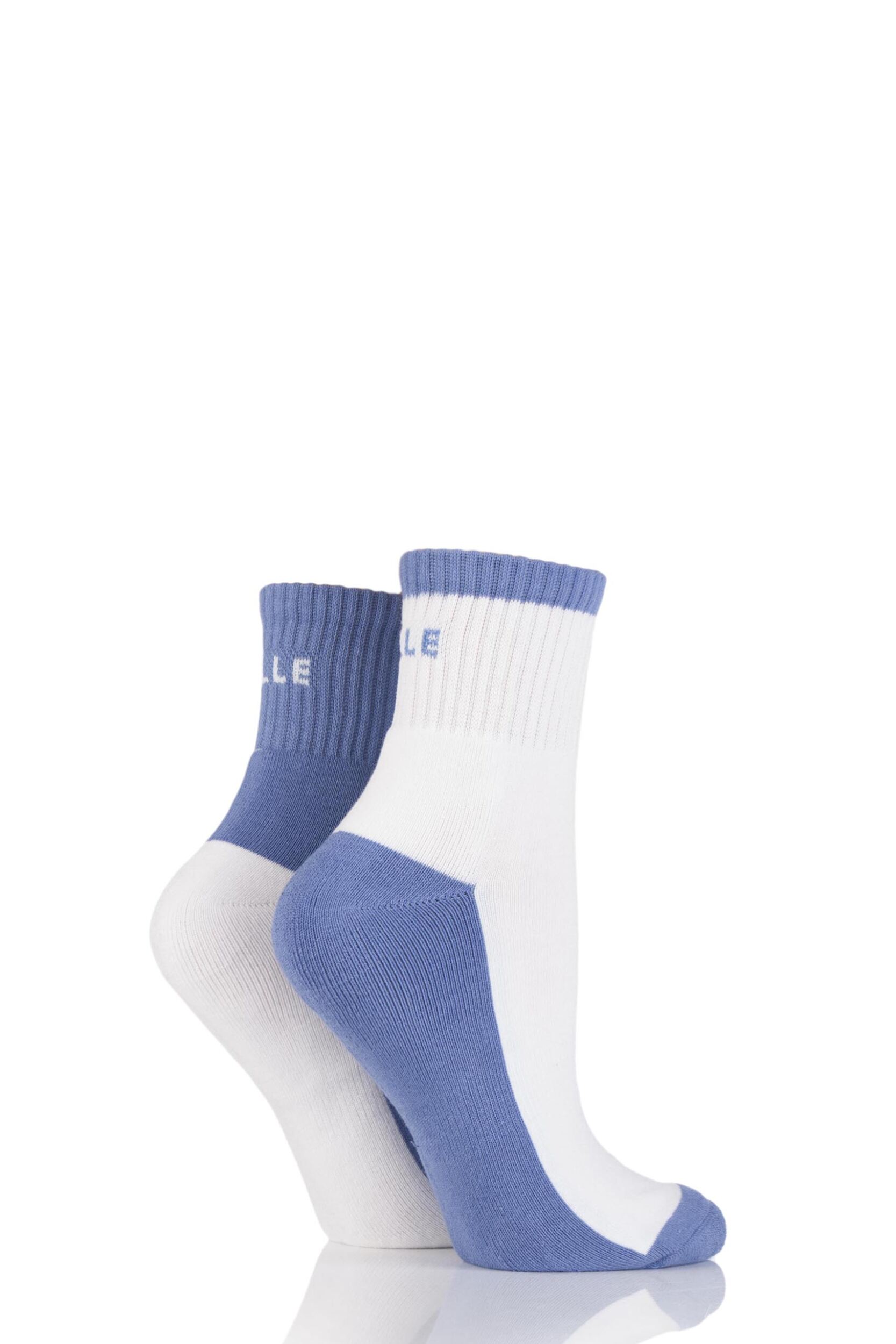 2 Pair Peace Blue Sports Cushioned Ankle Socks Ladies 4-8 Ladies - Elle