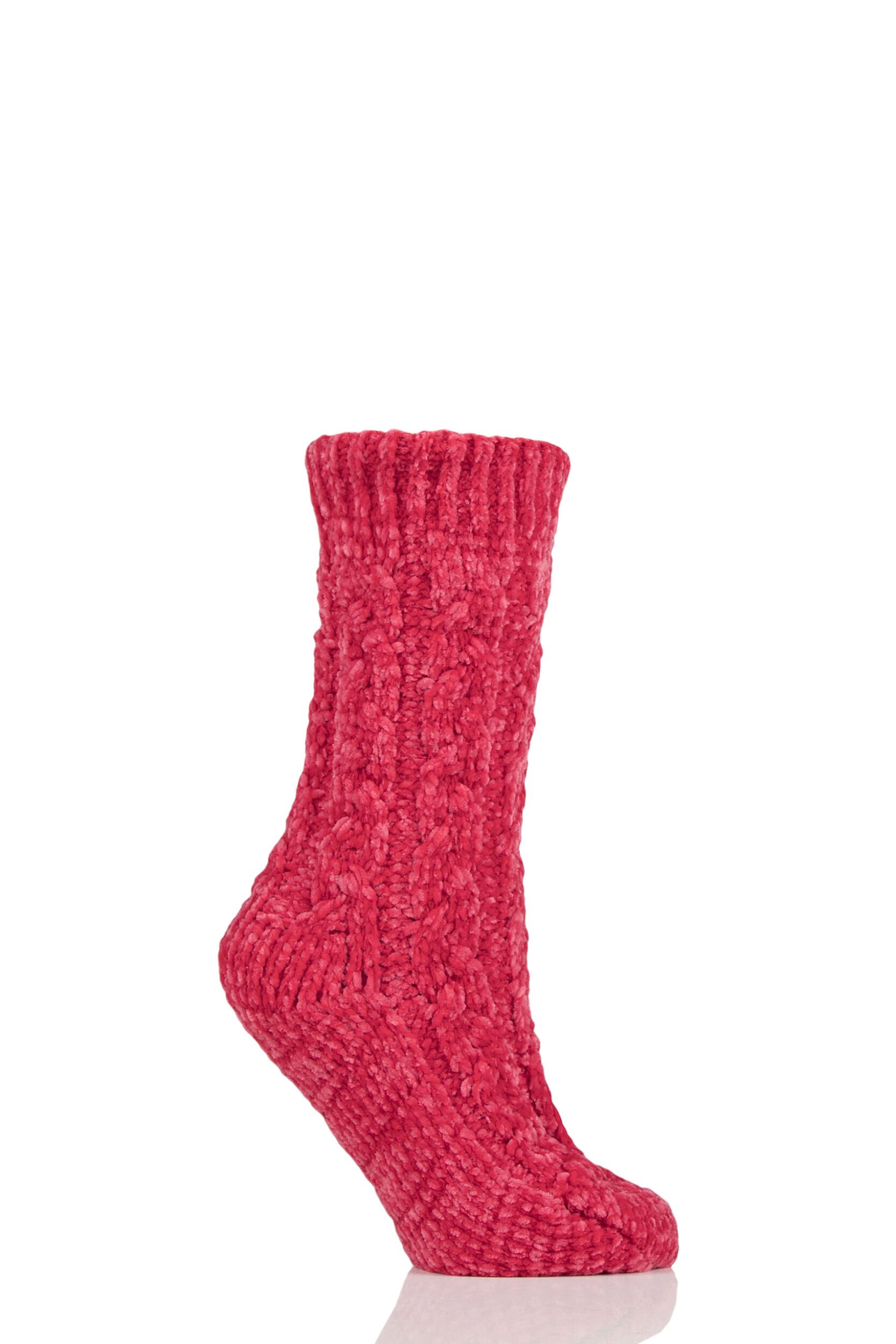 Women's 1 Pair Elle Chenille Cable Slouch Socks Cranberry 4-8 Ladies