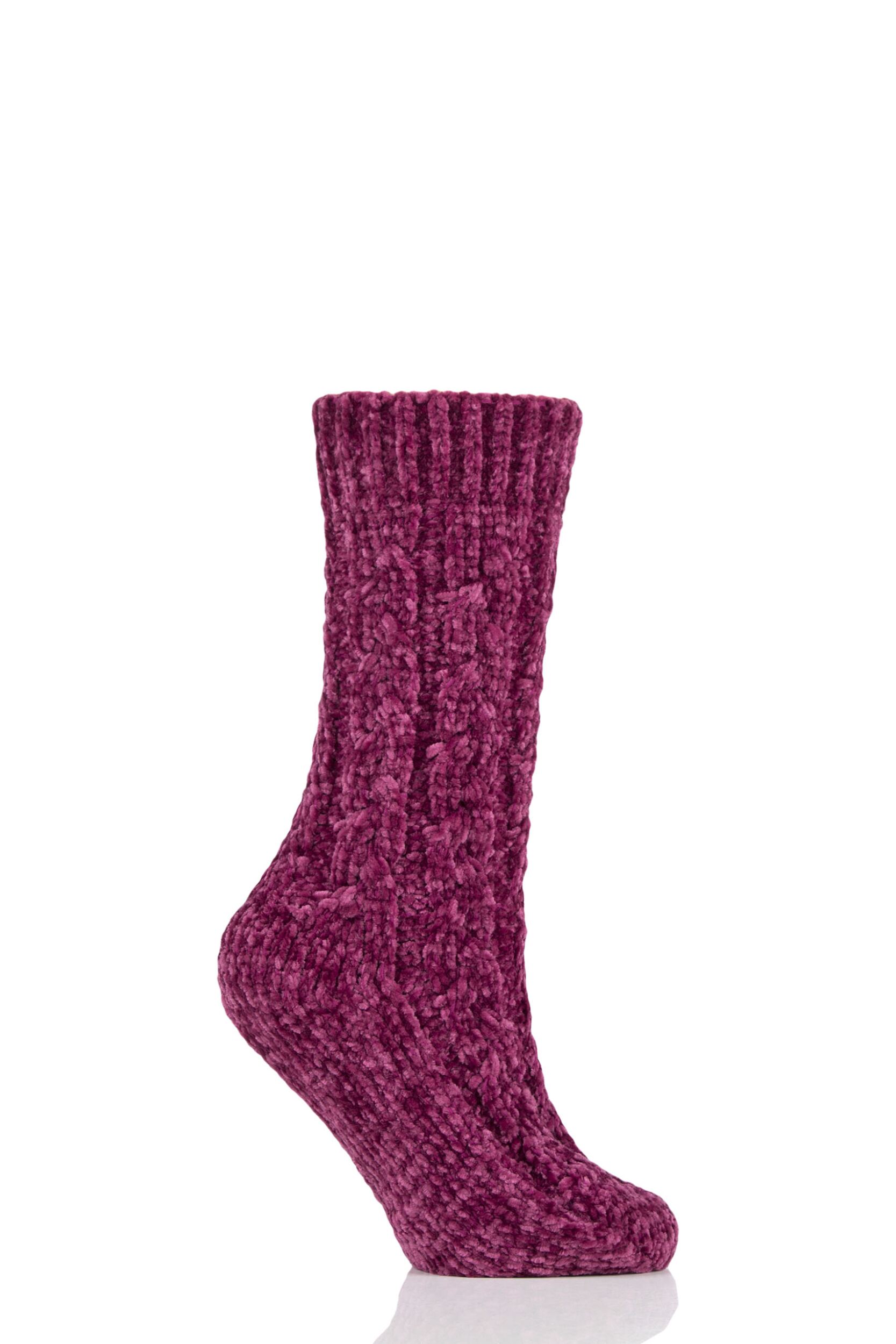 Women's 1 Pair Elle Chenille Cable Slouch Socks Winter Berry 4-8 Ladies