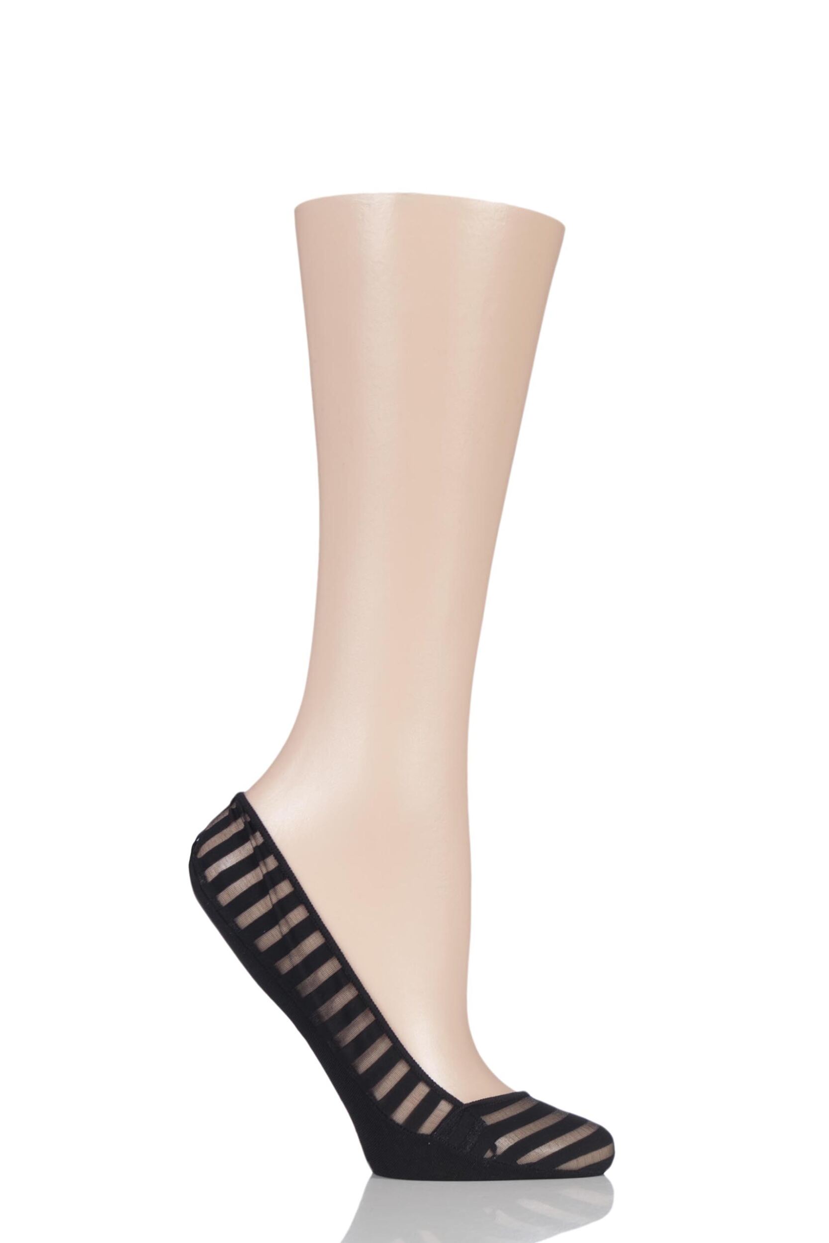 Image of Ladies 1 Pair Elle Sheer Stripe Shoe Liner Socks with Grip