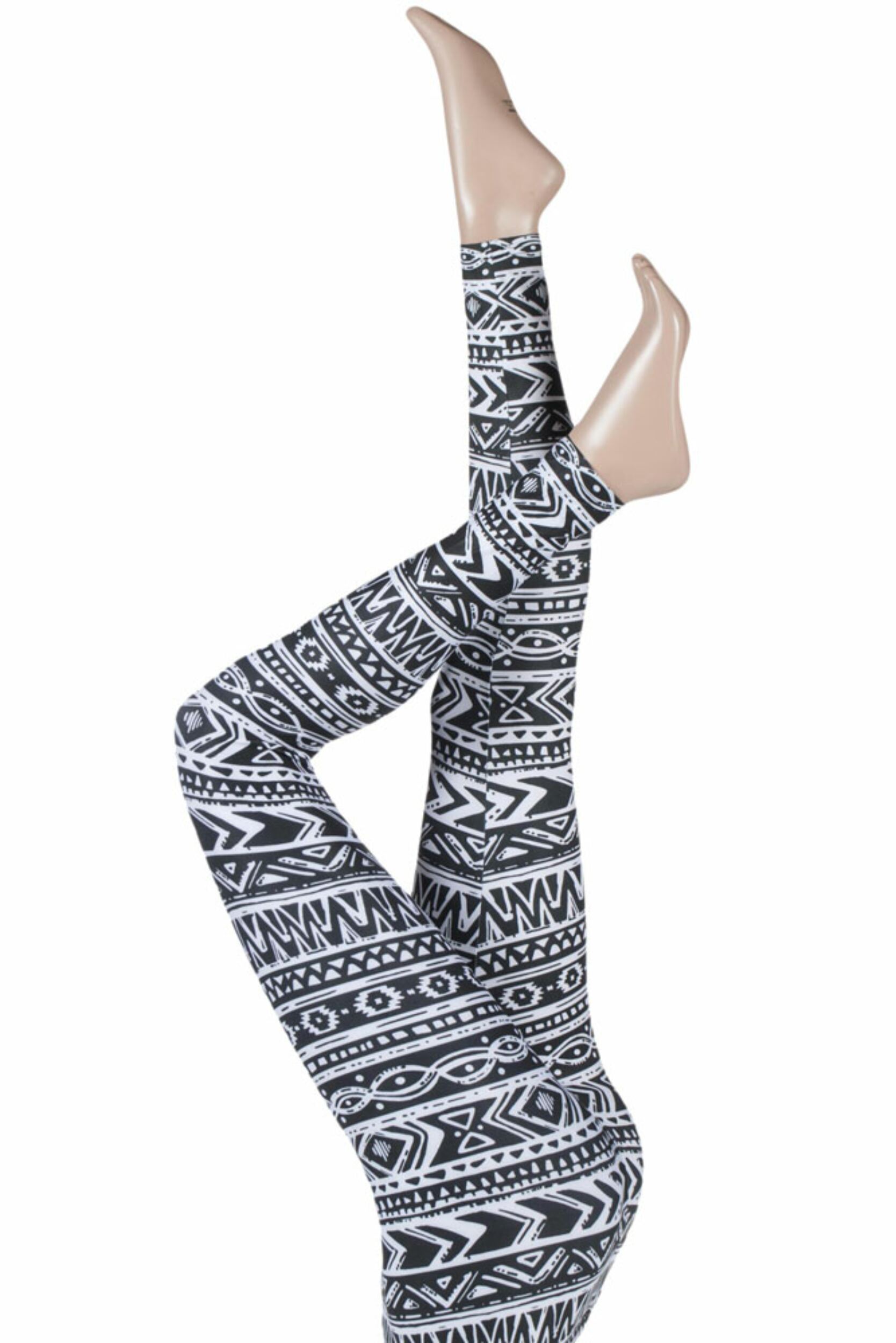 Image of Ladies 1 Pair Silky Aztec Fair Isle Design Everyday Leggings