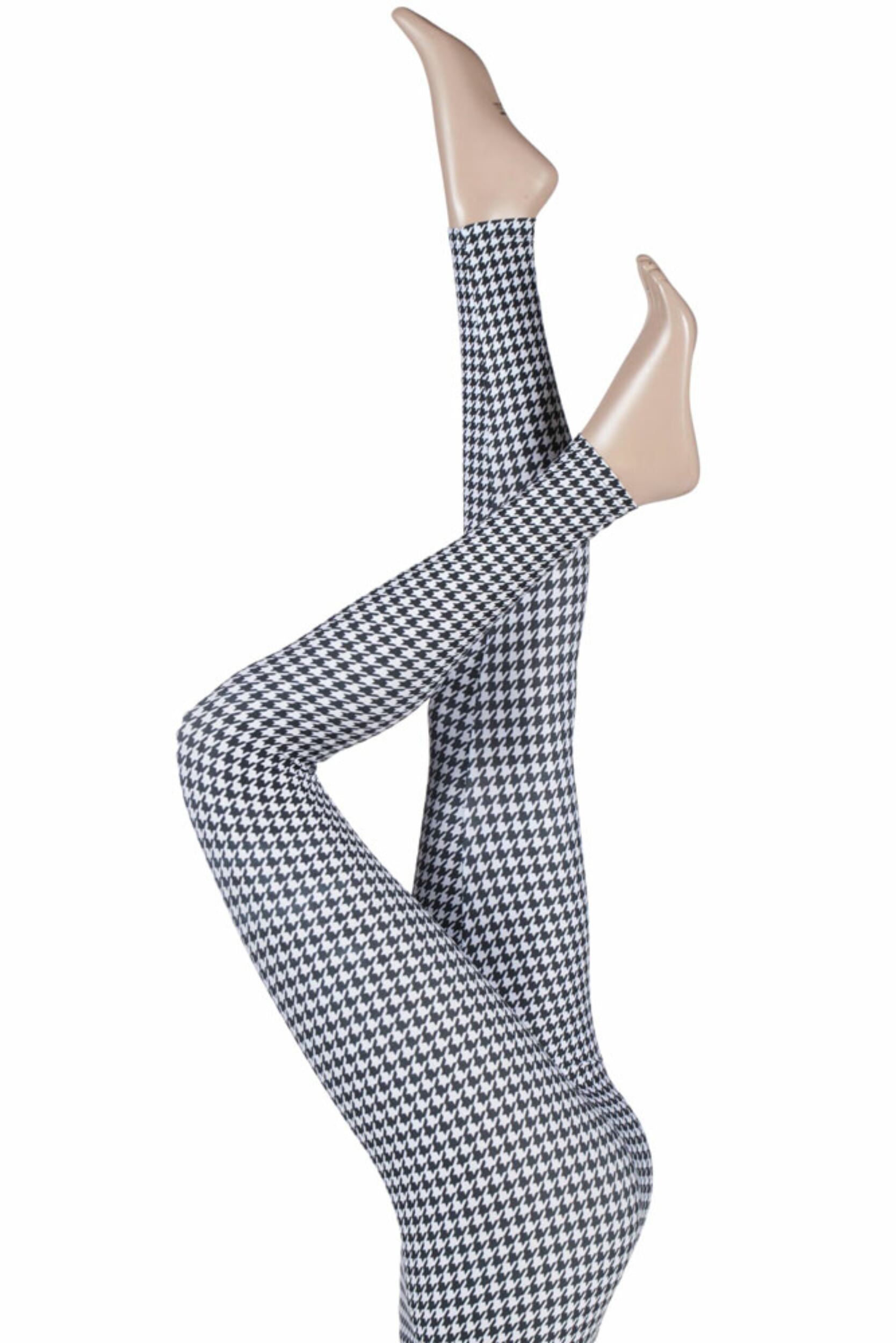 Image of Ladies 1 Pair Silky Houndstooth Design Everyday Leggings