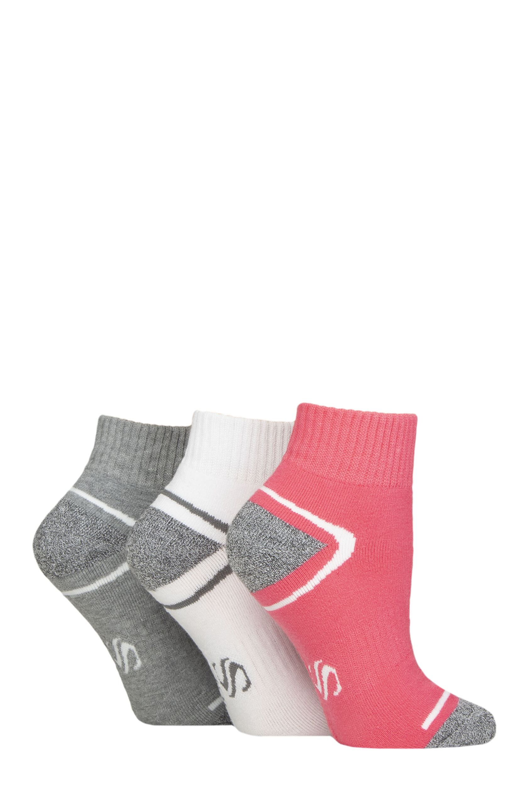 Women's 3 Pair SOCKSHOP Performance Sport Cushioned Ankle Socks Mix 4-8