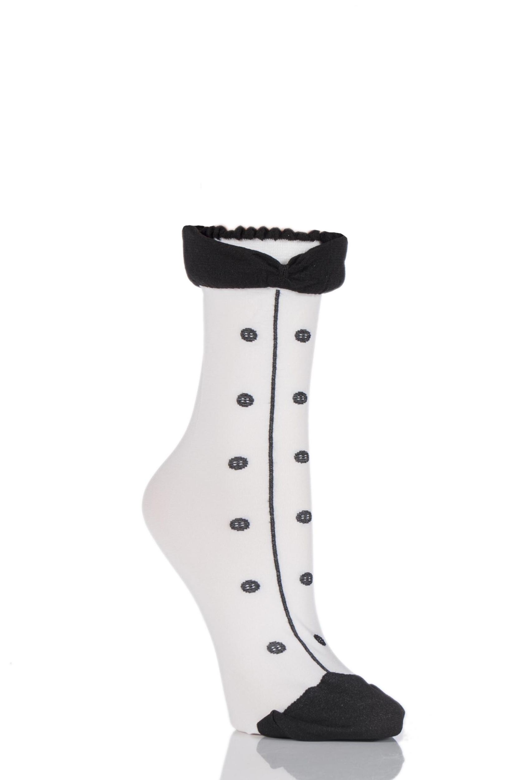 Image of Ladies 1 Pair Trasparenze Sommerfugl Tuxedo Socks with Bow Tie