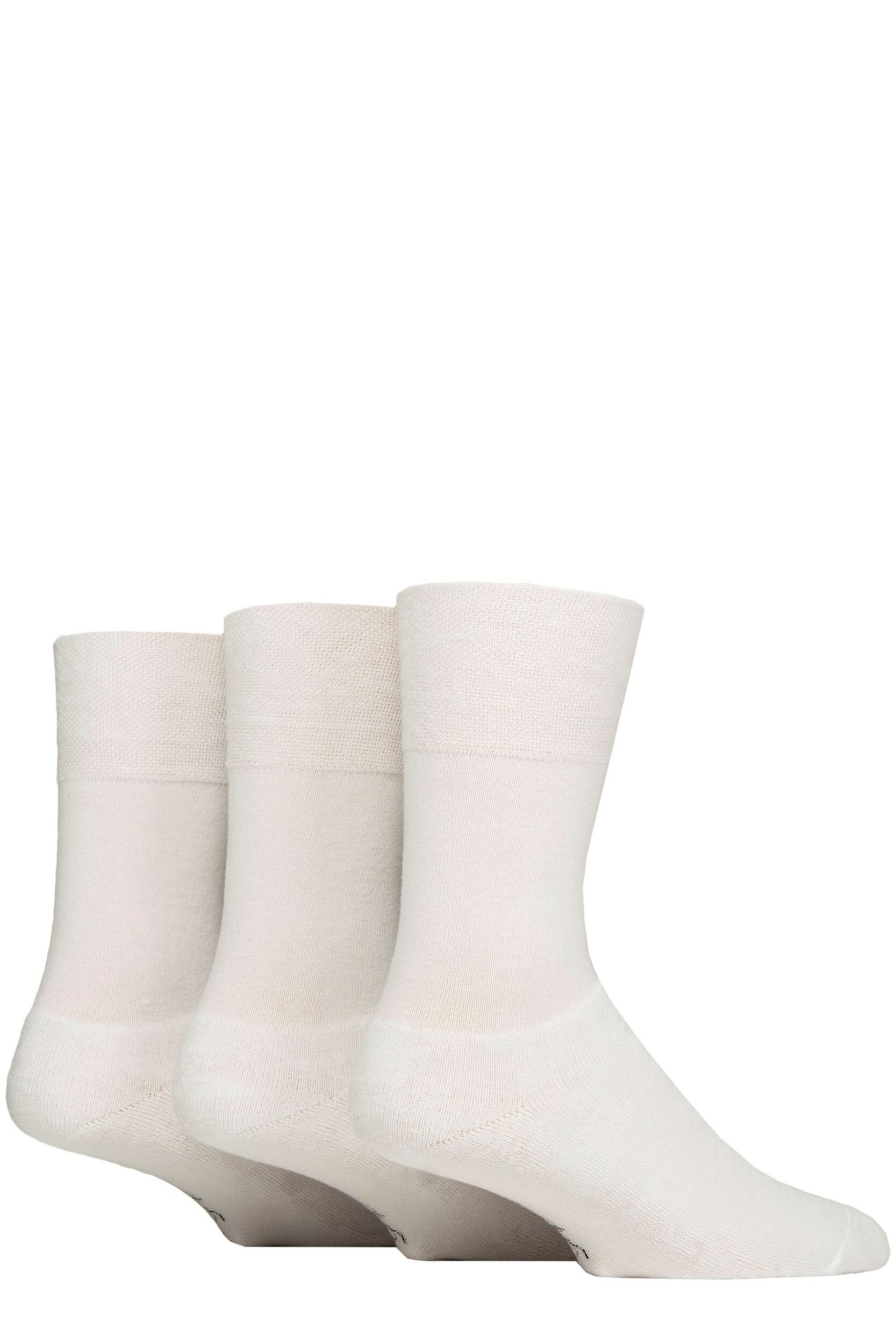 Mens 3 Pair SOCKSHOP Gentle Grip Cotton Cushioned Foot Sports Socks White 6-11