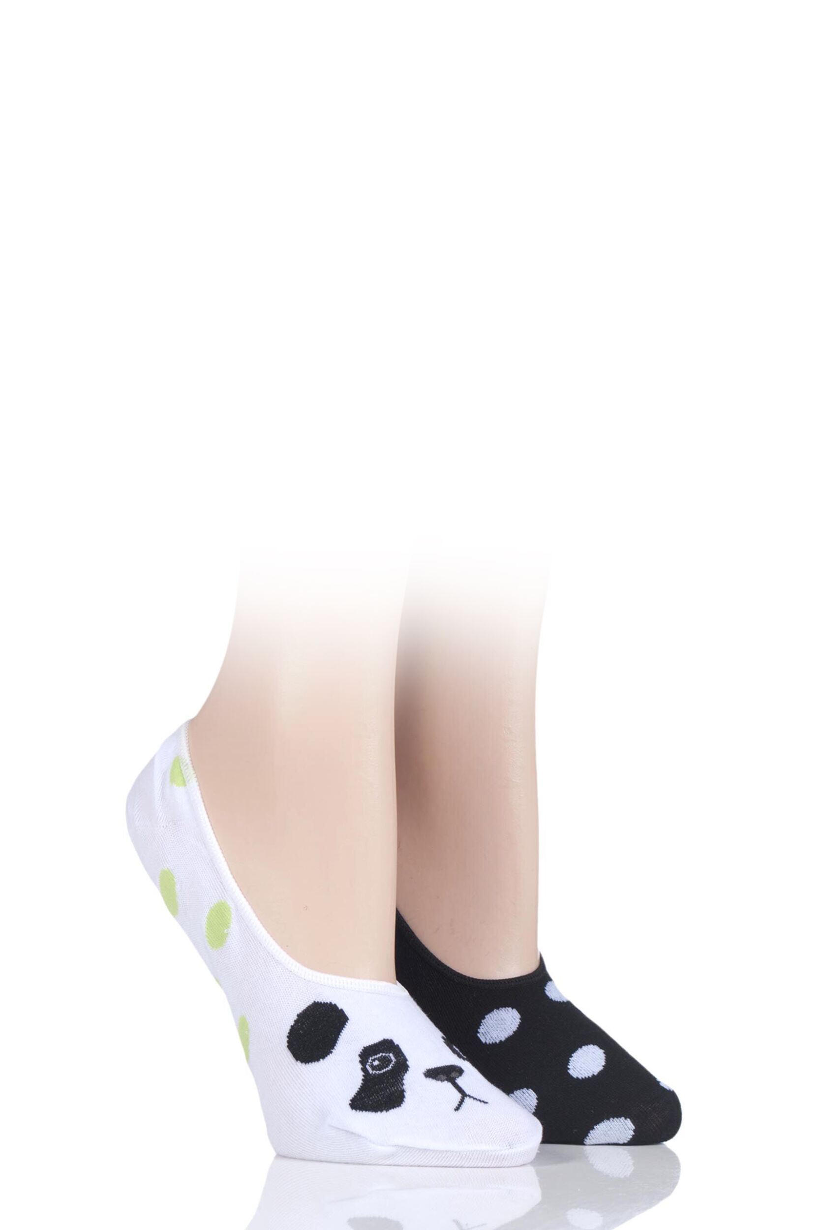 2 Pair Panda Invisible Socks Ladies 4-8 Ladies - Wild Feet