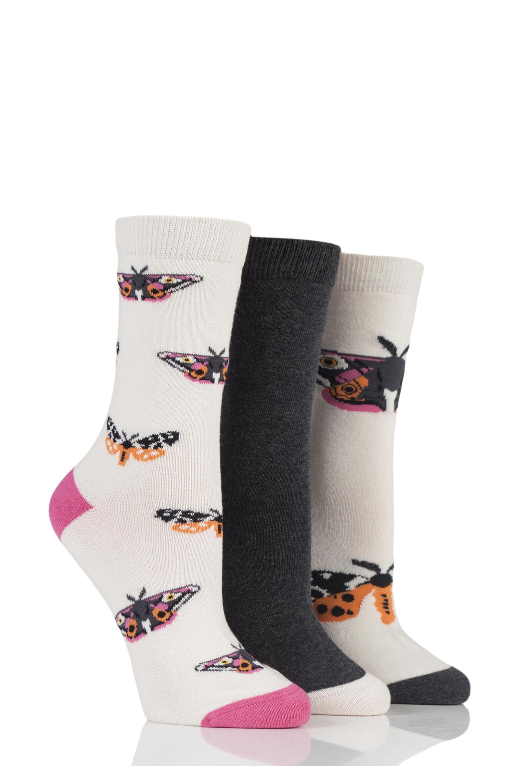 ladies 3 pair sockshop just for fun butterfly cotton socks