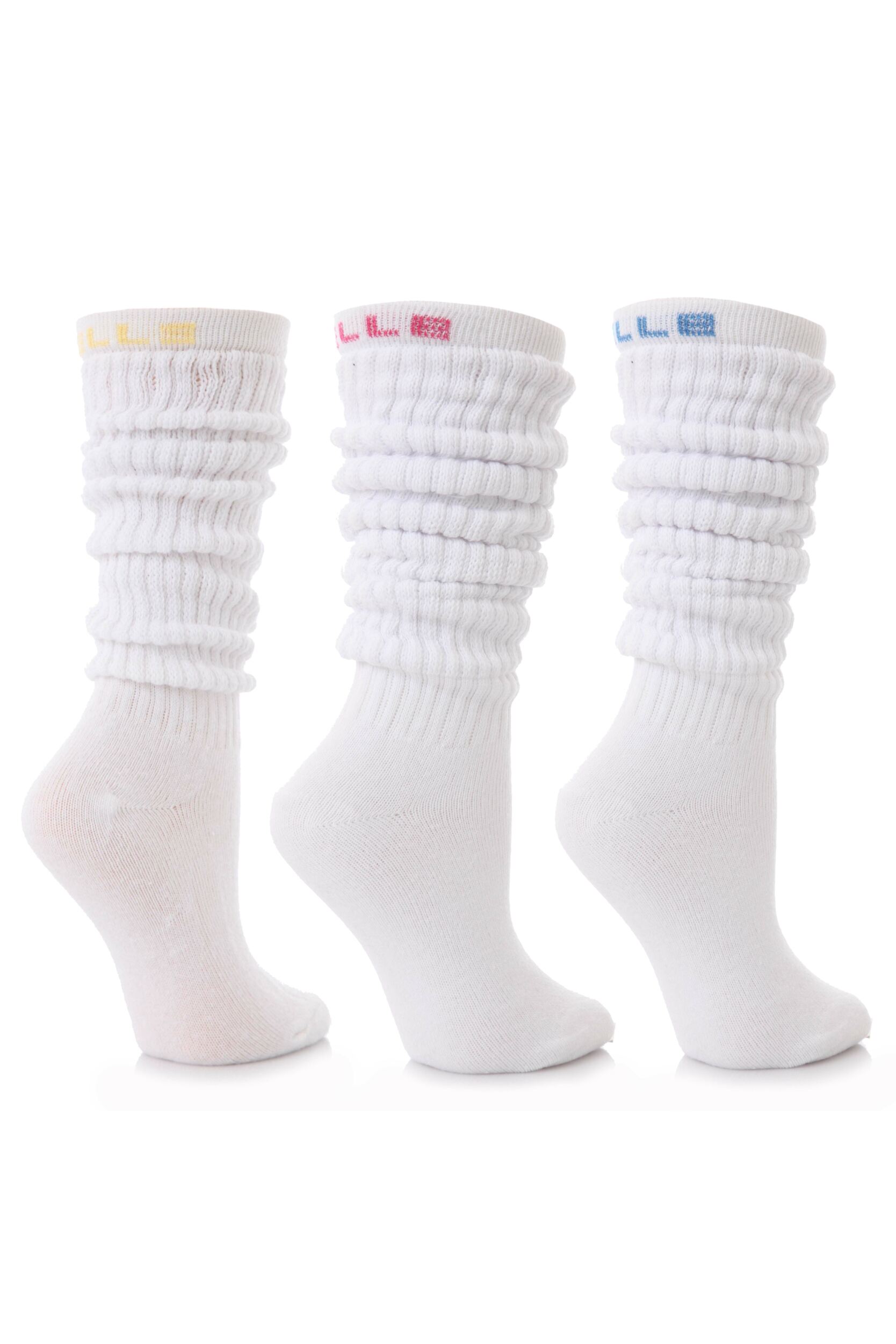Ladies 3 Pair Elle White Cotton Slouch Socks 4-8 | eBay
