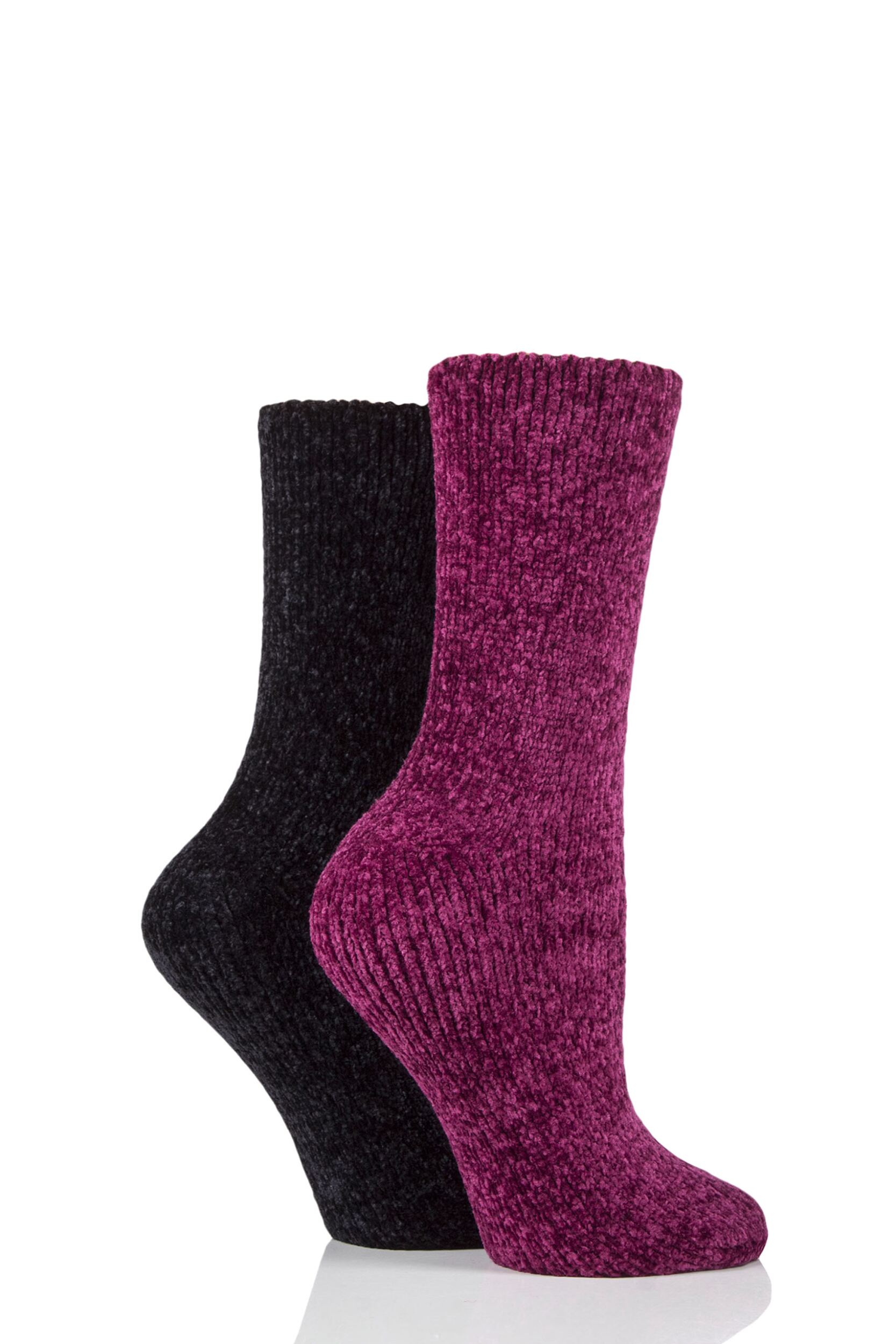 Women's 2 Pair Elle Chenille Boot Socks Blackbird 4-8 Ladies