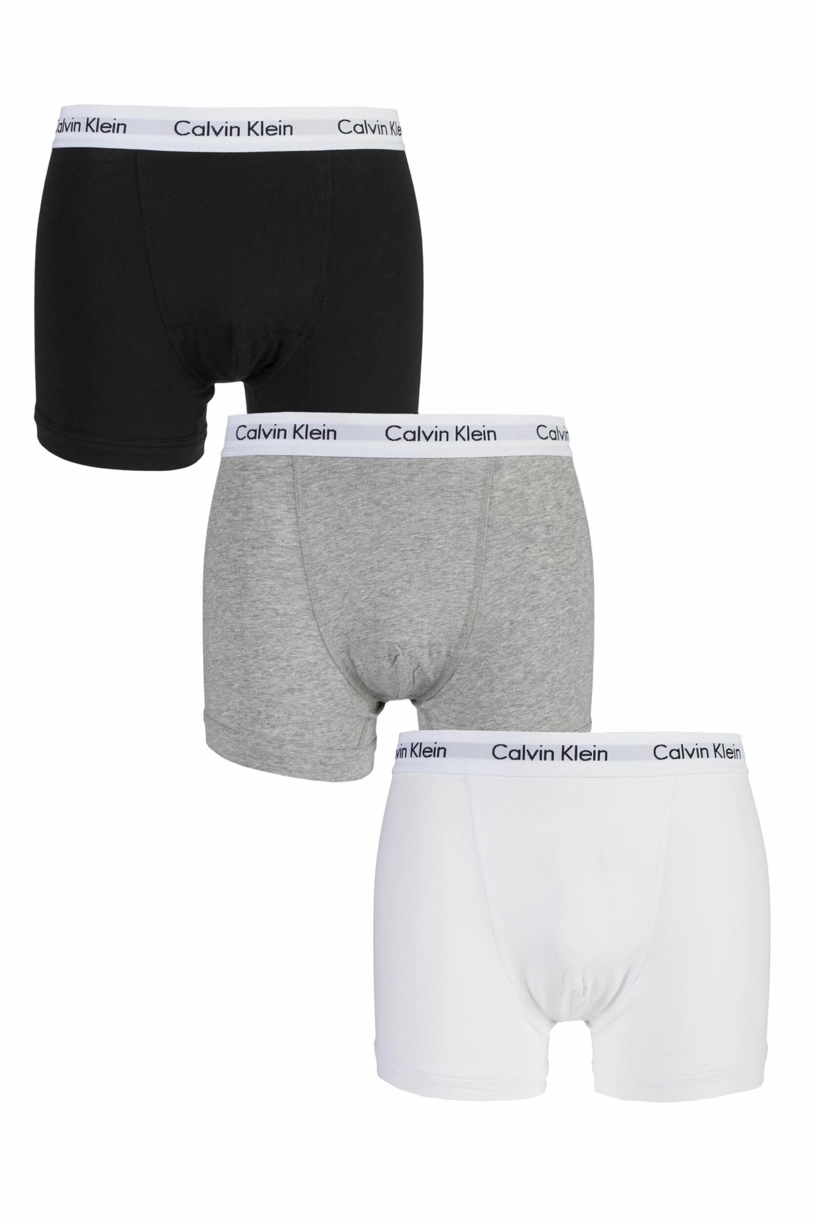 3 Pack Black / White / Grey Cotton Stretch Trunks Men's Large - Calvin Klein