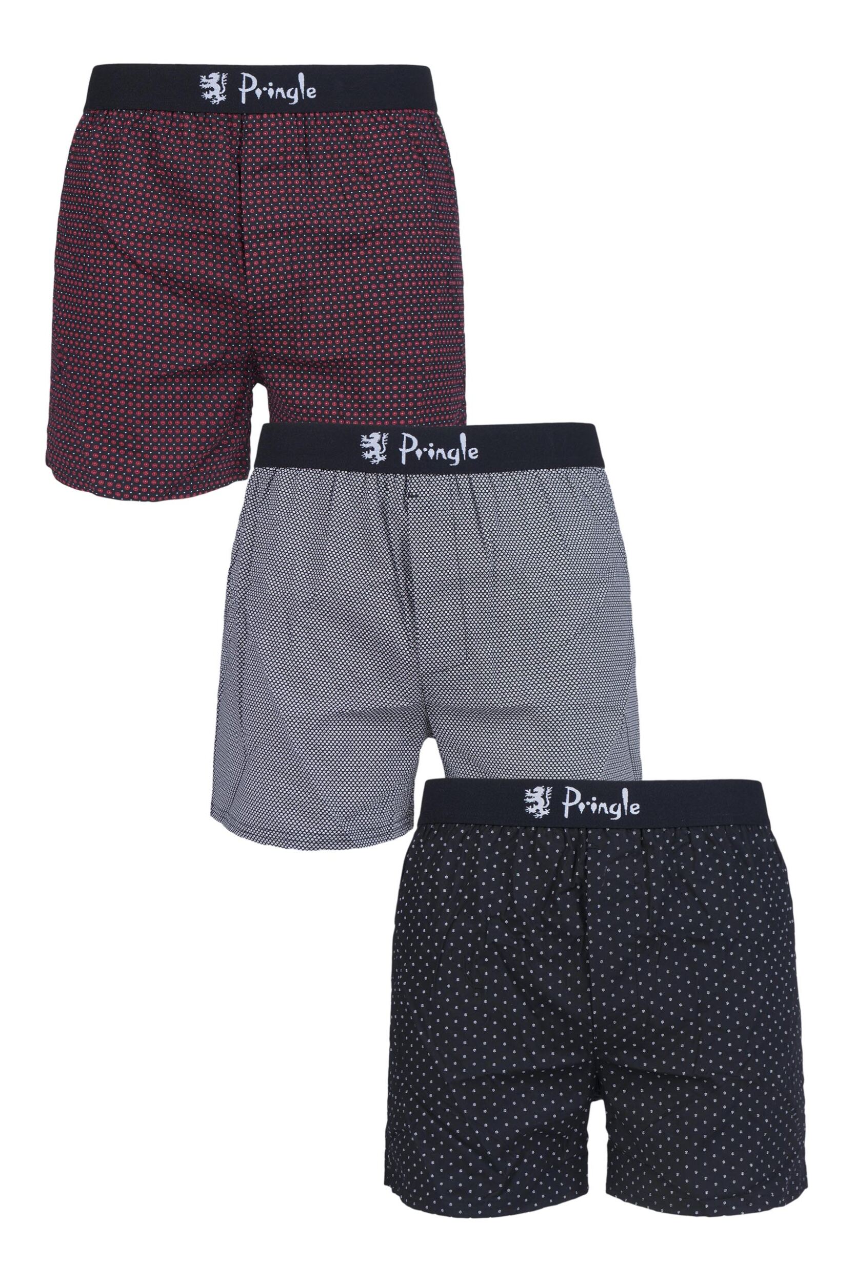 Mens 3 Pair Pringle Plain and Patterned 100% Cotton Woven Boxers | eBay