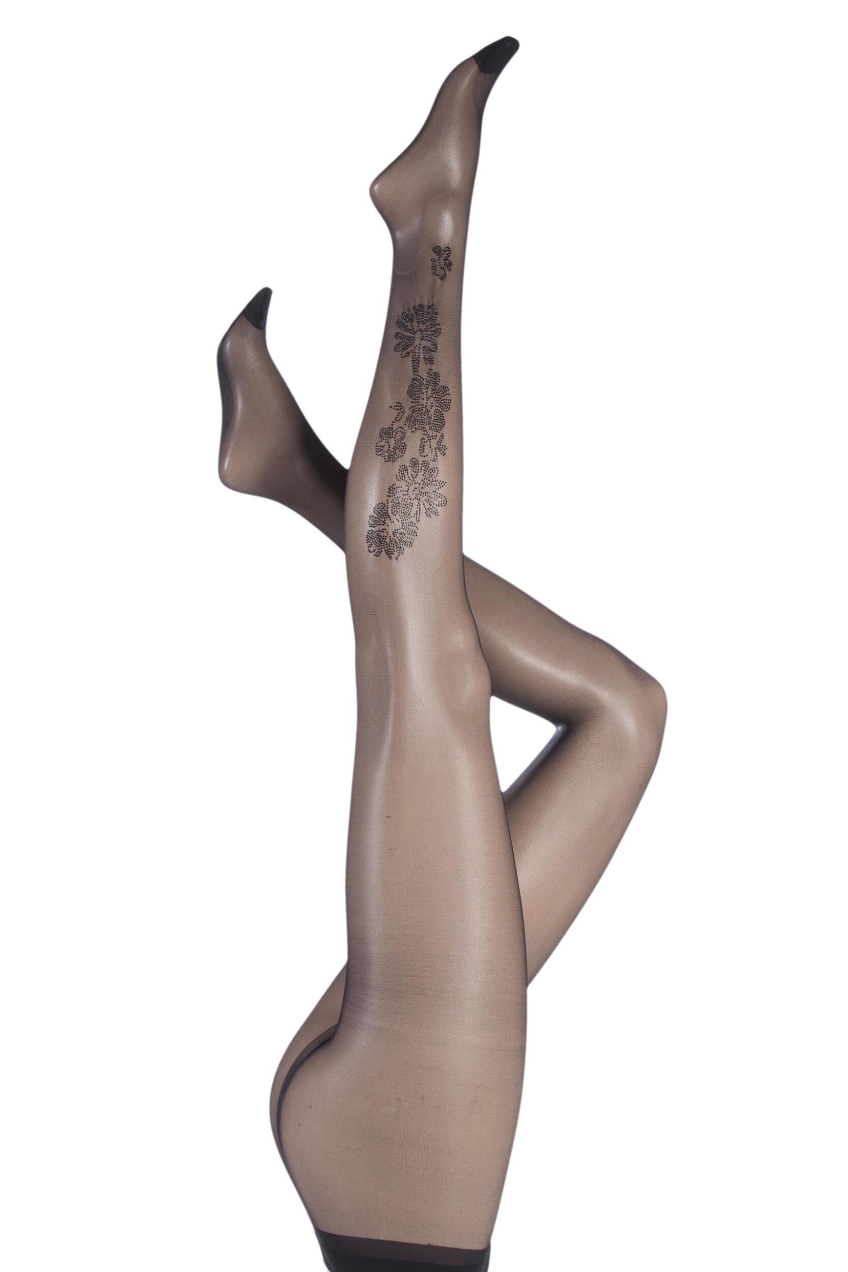 Image of Ladies 1 Pair Oroblu Detail Floral Embellished Tights