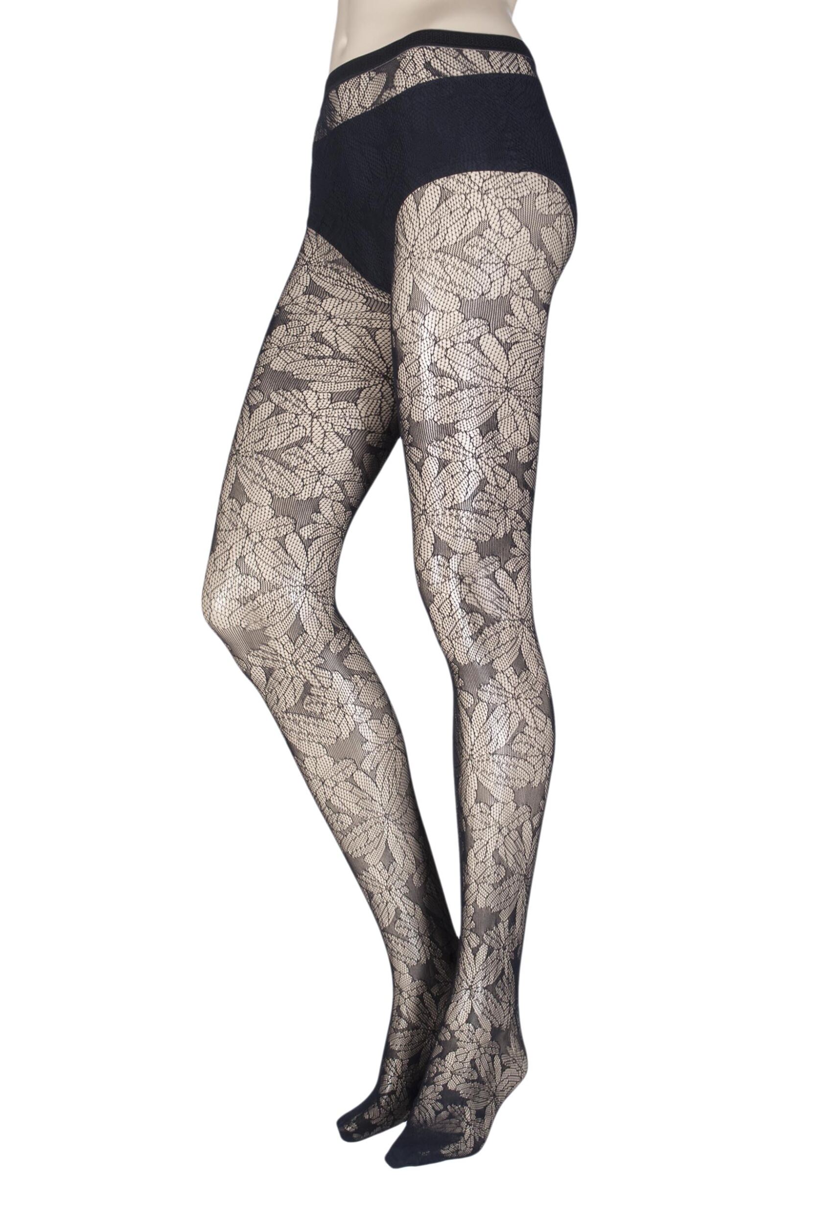 Image of Ladies 1 Pair Oroblu Colleen Floral Net Tights