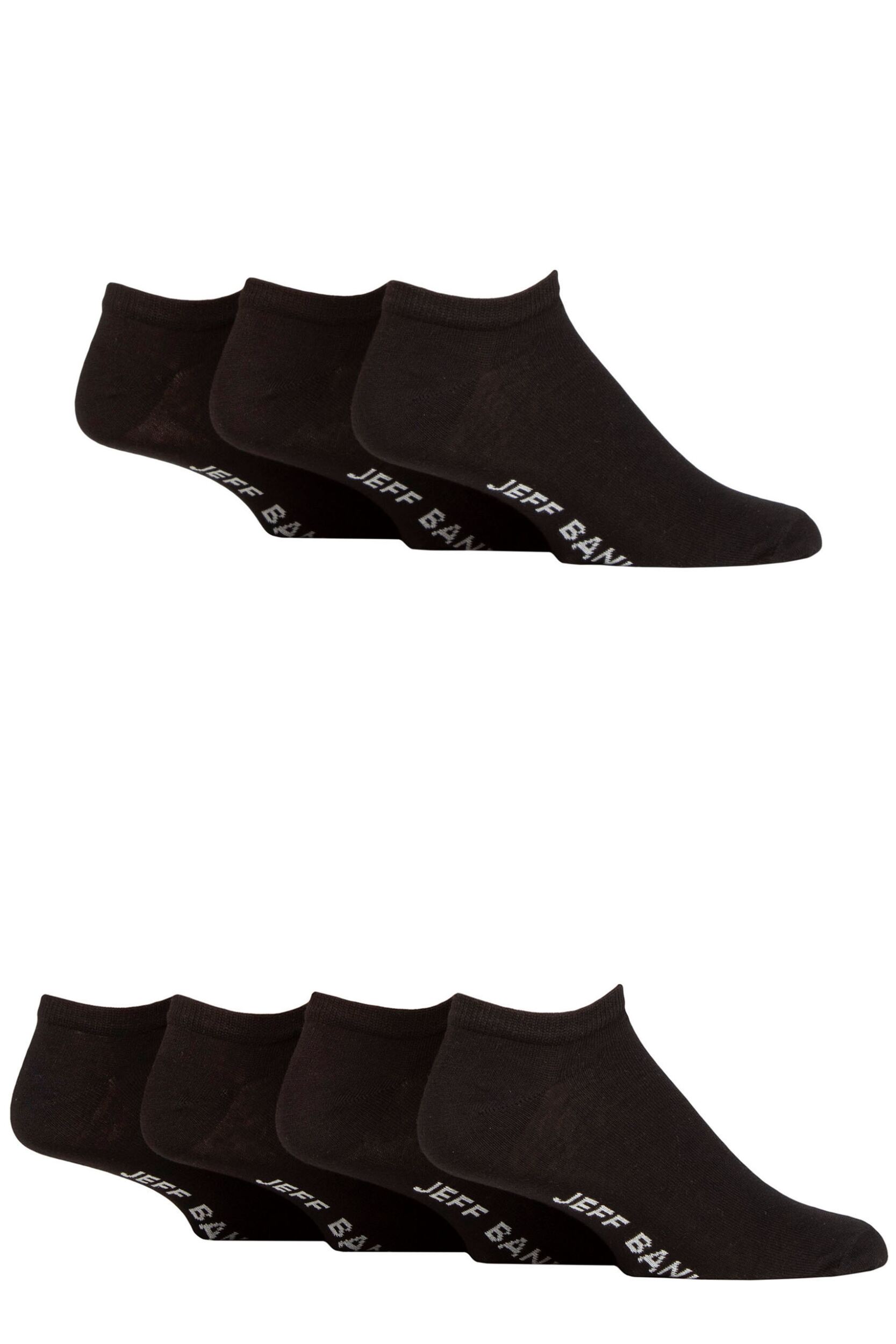 7 Pair Black Plain Cotton Trainer Socks Men's 7-11 Mens - Jeff Banks