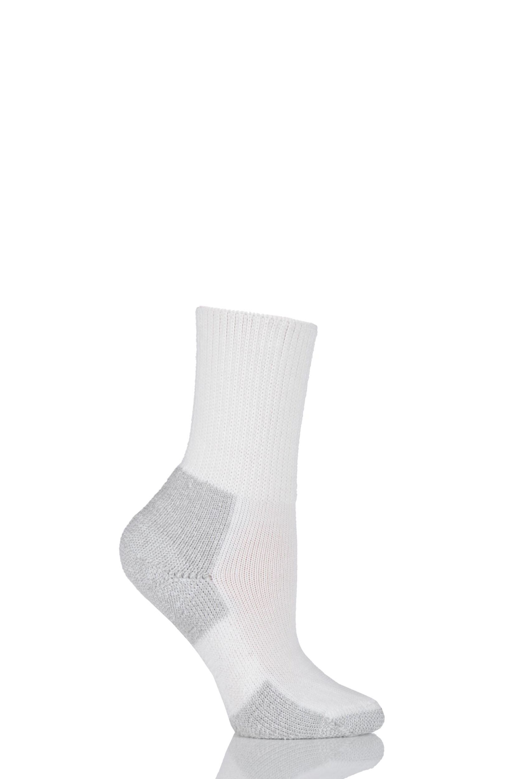 1 Pair White / Platinum Running Crew Socks with Thick Cushion Ladies 5-8 Ladies - Thorlos