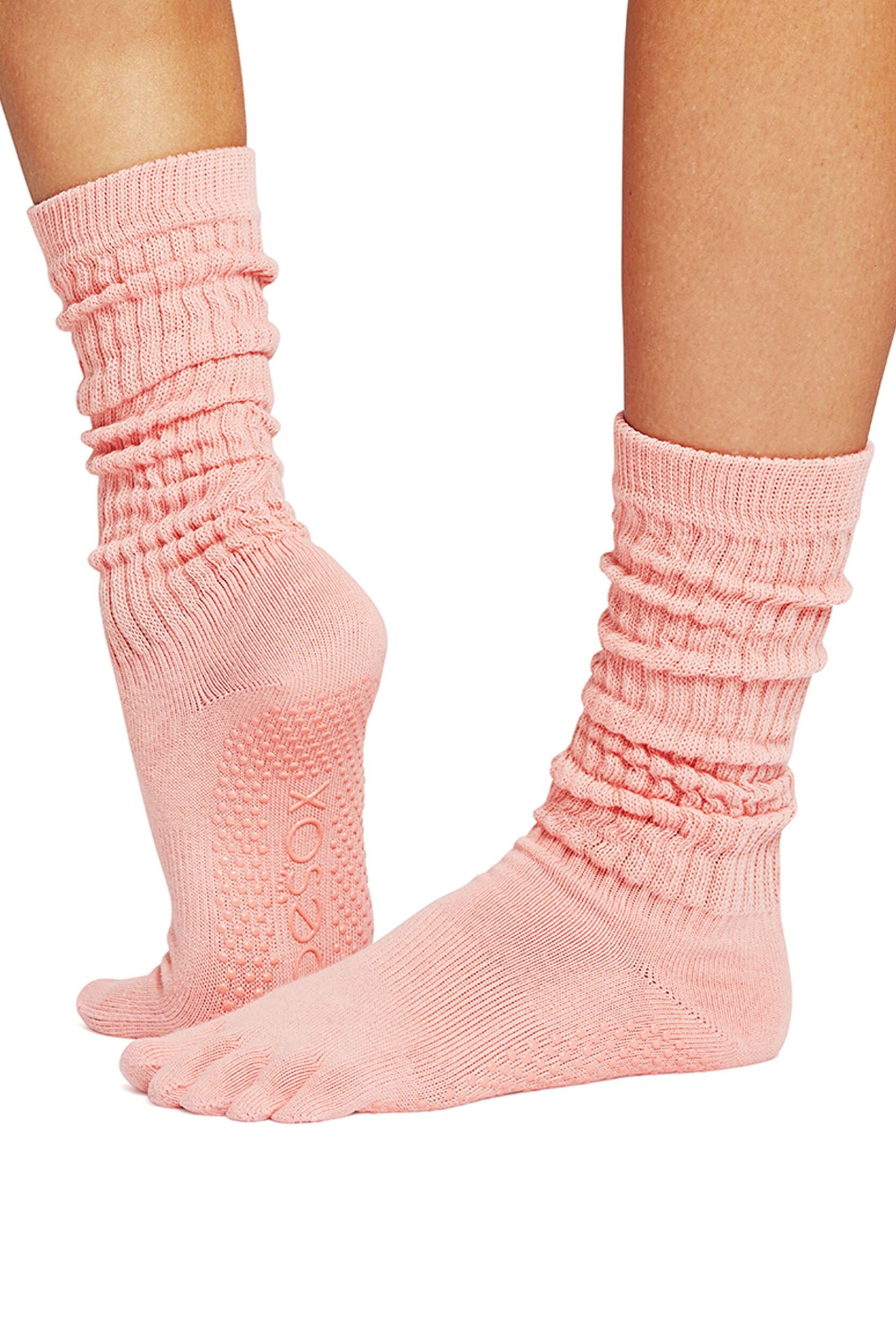 Women's 1 Pair ToeSox Full Toe Full Grip Slouch Yoga Socks Blaze Small