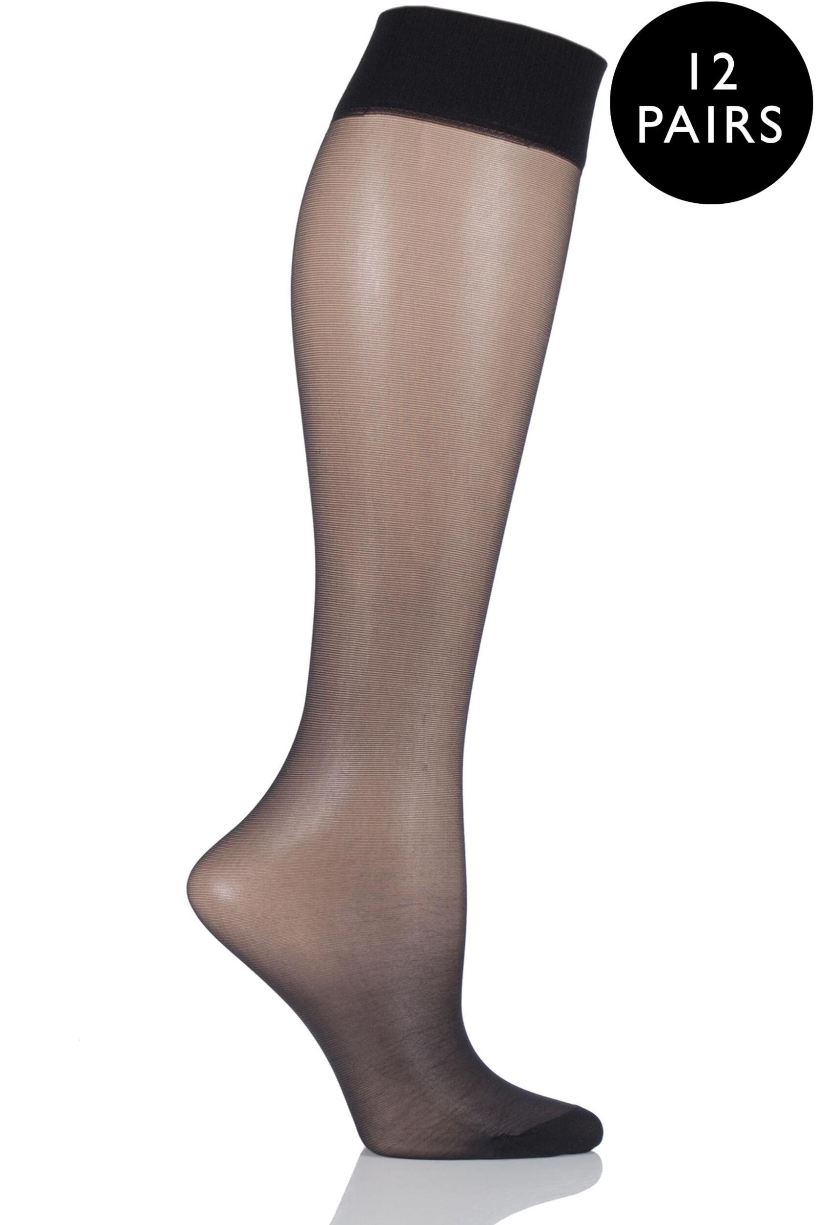 Image of Ladies 12 Pair SockShop 15 Denier Sheer Matt Knee Highs