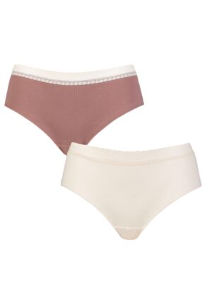 Women's 2 Pack Sloggi GO Ribbed Hipster Briefs