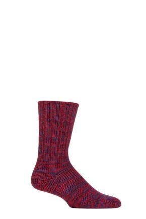 Mens 1 Pair Falke Brooklyn Organic Cotton Heavy Weight Socks Sporty Red 5.5-8 Mens