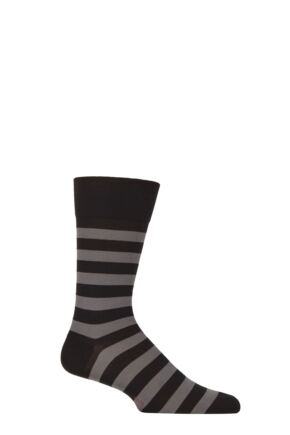 Mens 1 Pair Falke Sensitive London Mapped Line Cotton Socks Black 11.5-14 Mens