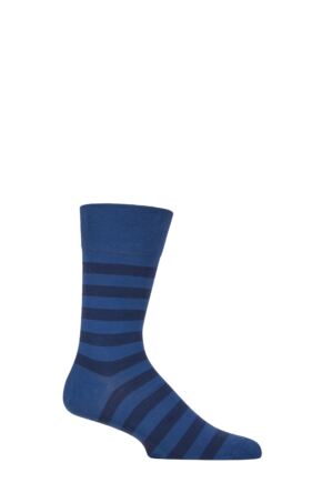 Mens 1 Pair Falke Sensitive London Mapped Line Cotton Socks Sapphire 8.5-11 Mens