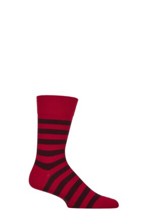 Mens 1 Pair Falke Sensitive London Mapped Line Cotton Socks Scarlet 5.5-8 Mens