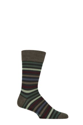 Mens 1 Pair Falke Tinted Stripe Wool Socks Wald 5.5-8 Mens