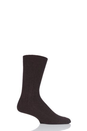 Mens 1 Pair Falke Lhasa Rib Cashmere Blend Casual Socks Brown 39-42