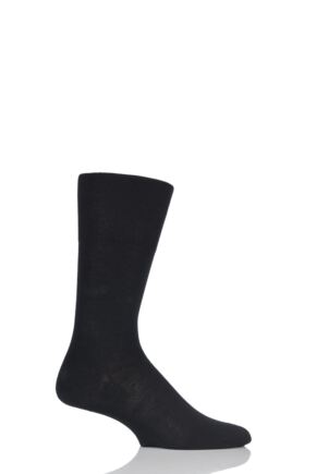 Mens 1 Pair Falke Airport Plain Virgin Wool and Cotton Business Socks Black 47-48