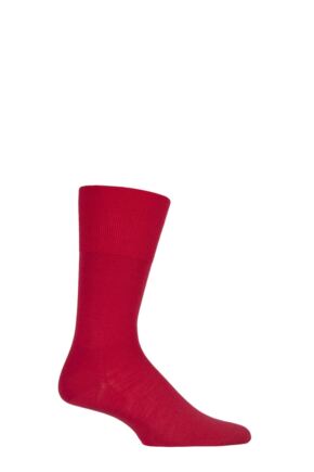 Mens 1 Pair Falke Airport Plain Virgin Wool and Cotton Business Socks Scarlet 43-44