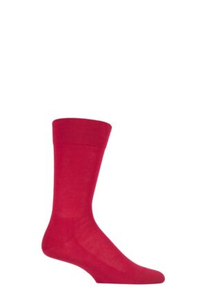 Mens 1 Pair Falke Sensitive London Cotton Left and Right Socks With Comfort Cuff Scarlet 8.5-11 Mens