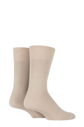 Mens 2 Pair Falke Swing Plain Cotton Socks Sand 39-42