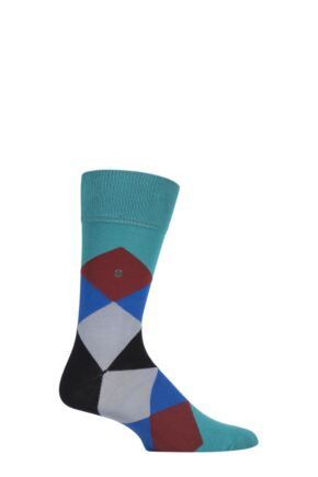 Mens 1 Pair Burlington Clyde Cotton All Over Blend Argyle Socks