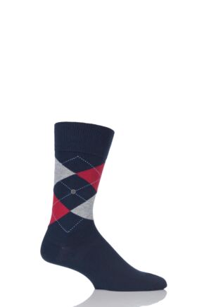 Mens 1 Pair Burlington King Argyle Cotton Socks