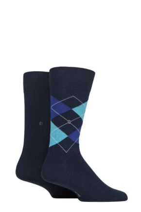 Mens 2 Pair Burlington Everyday Plain and Argyle Cotton Socks