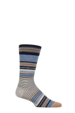 Mens 1 Pair Burlington Stripe Wool Socks