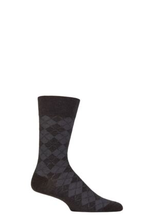 Mens 1 Pair Burlington Leyton All Over Argyle Virgin Wool Socks