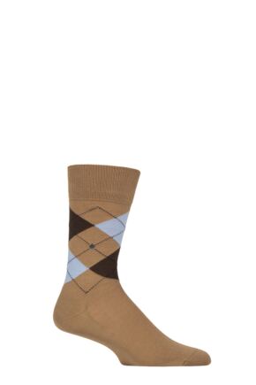 Mens 1 Pair Burlington Manchester Argyle Cotton Socks Beige 6.5-11 Mens